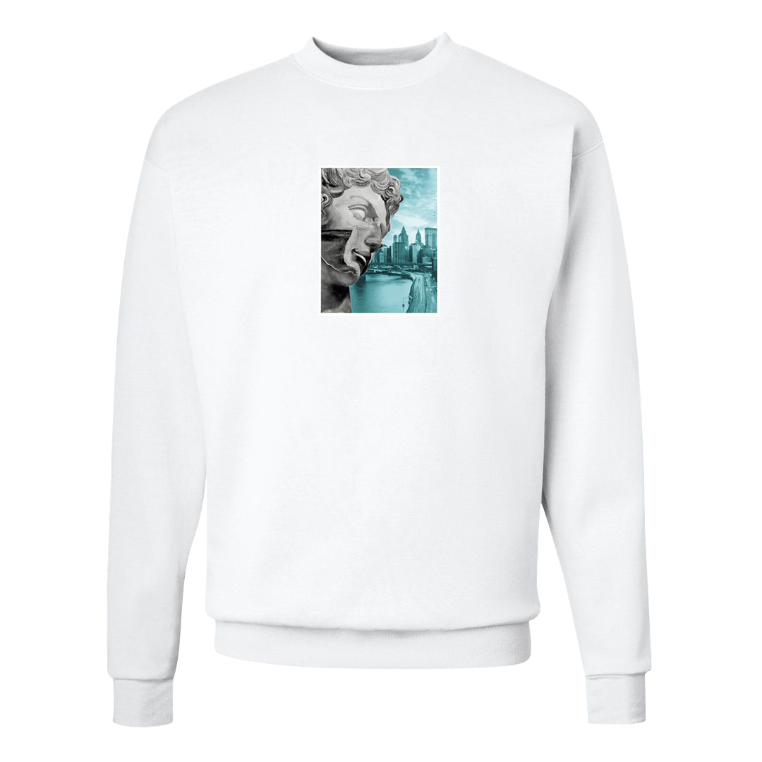 Chenille Teal Aqua Mid 1s Crewneck Sweatshirt | Miguel, White