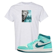 Chenille Teal Aqua Mid 1s T Shirt | Miguel, Ash