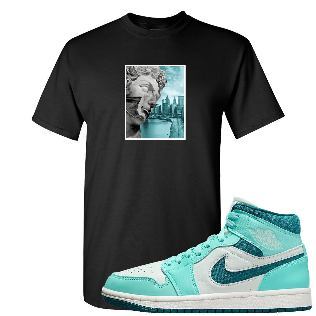 Chenille Teal Aqua Mid 1s T Shirt | Miguel, Black