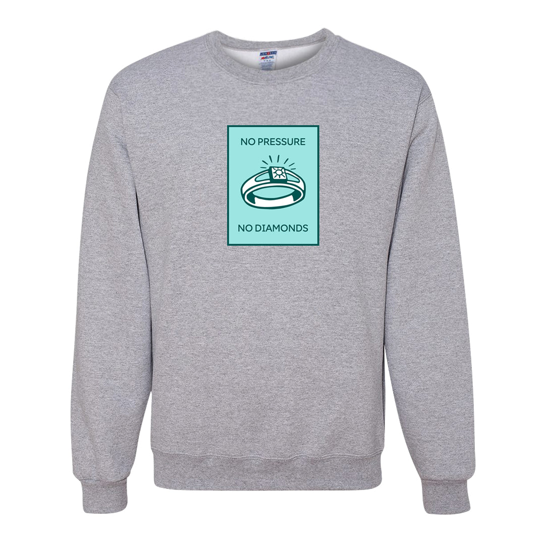 Chenille Teal Aqua Mid 1s Crewneck Sweatshirt | No Pressure No Diamond, Ash