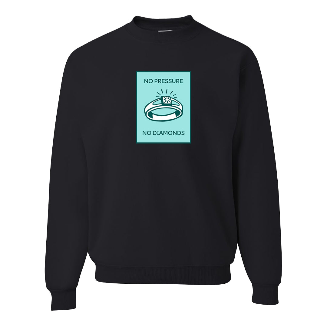 Chenille Teal Aqua Mid 1s Crewneck Sweatshirt | No Pressure No Diamond, Black