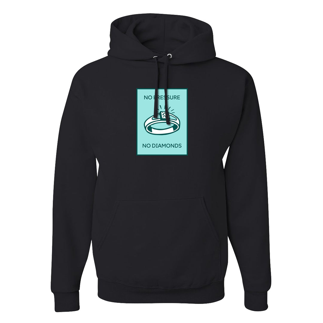 Chenille Teal Aqua Mid 1s Hoodie | No Pressure No Diamond, Black