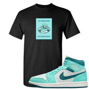 Chenille Teal Aqua Mid 1s T Shirt | No Pressure No Diamond, Black