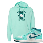 Chenille Teal Aqua Mid 1s Hoodie | Remember To Smile, Mint