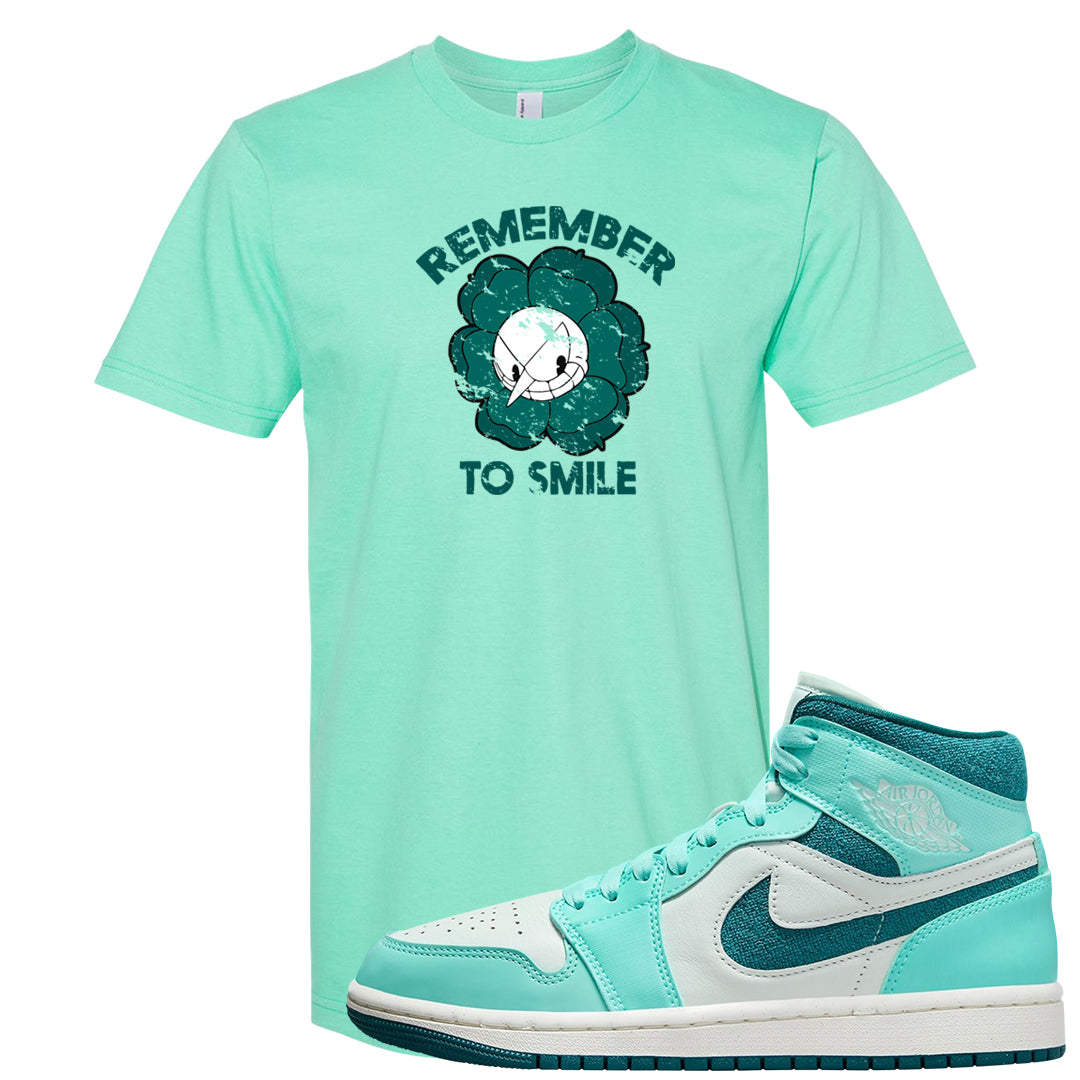 Chenille Teal Aqua Mid 1s T Shirt | Remember To Smile, Mint