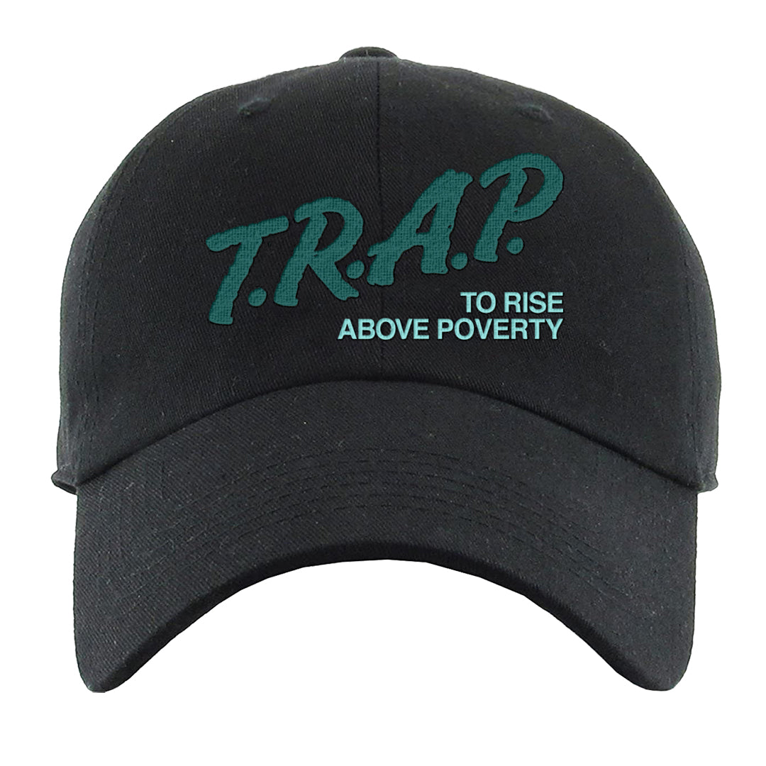 Chenille Teal Aqua Mid 1s Dad Hat | Trap To Rise Above Poverty, Black