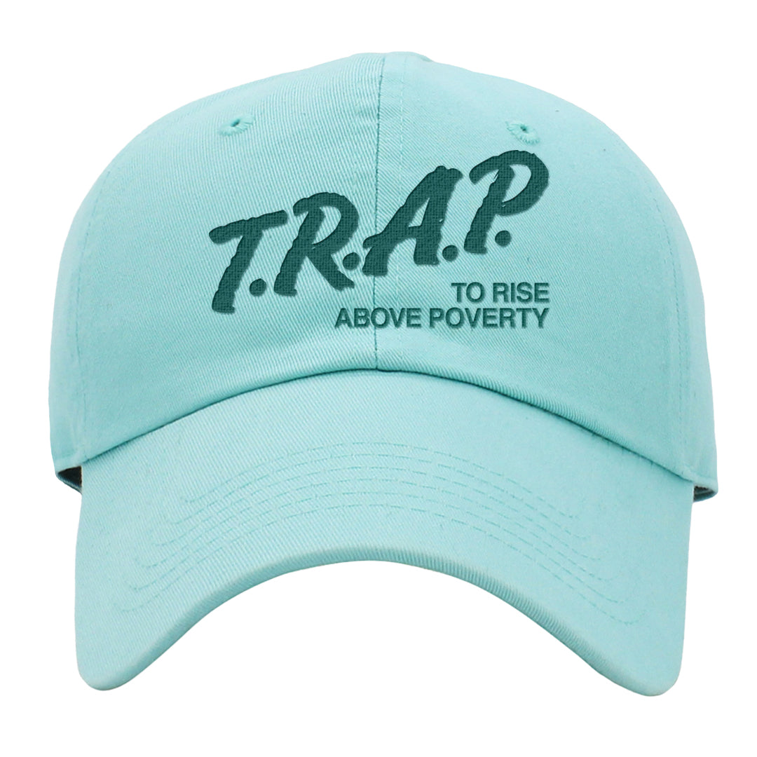 Chenille Teal Aqua Mid 1s Dad Hat | Trap To Rise Above Poverty, Mint