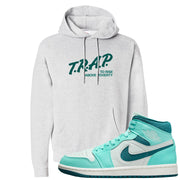 Chenille Teal Aqua Mid 1s Hoodie | Trap To Rise Above Poverty, Ash