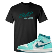 Chenille Teal Aqua Mid 1s T Shirt | Trap To Rise Above Poverty, Black