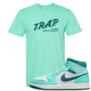 Chenille Teal Aqua Mid 1s T Shirt | Trap To Rise Above Poverty, Mint