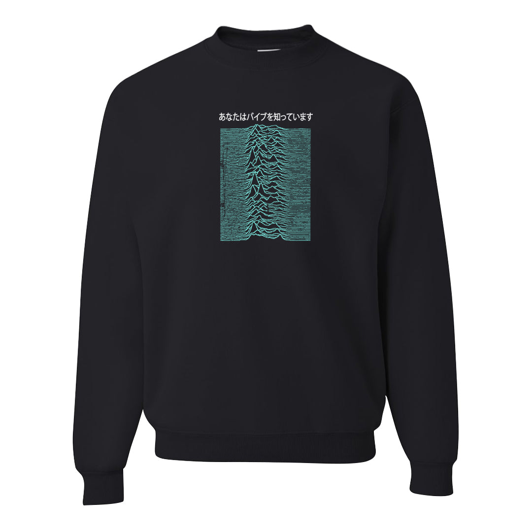 Chenille Teal Aqua Mid 1s Crewneck Sweatshirt | Vibes Japan, Black