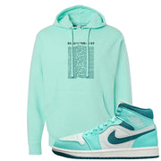 Chenille Teal Aqua Mid 1s Hoodie | Vibes Japan, Mint