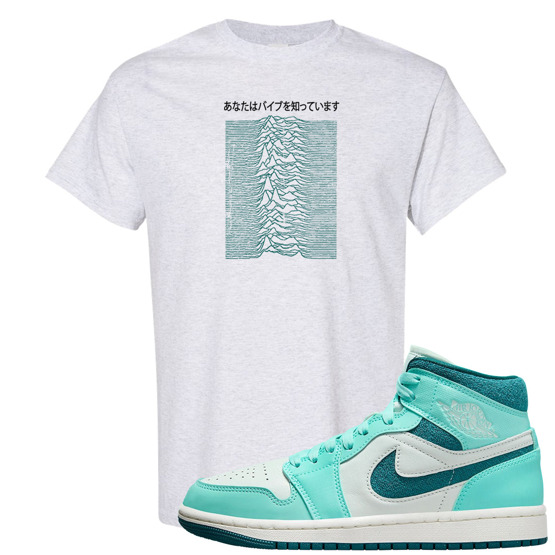 Chenille Teal Aqua Mid 1s T Shirt | Vibes Japan, Ash