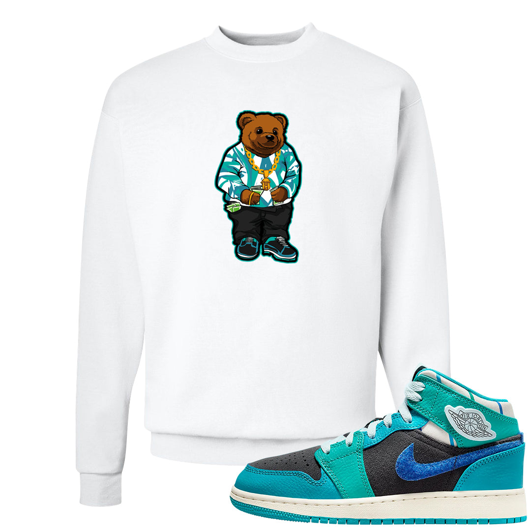 Inspired By The Greatest Mid 1s Crewneck Sweatshirt | Sweater Bear, White