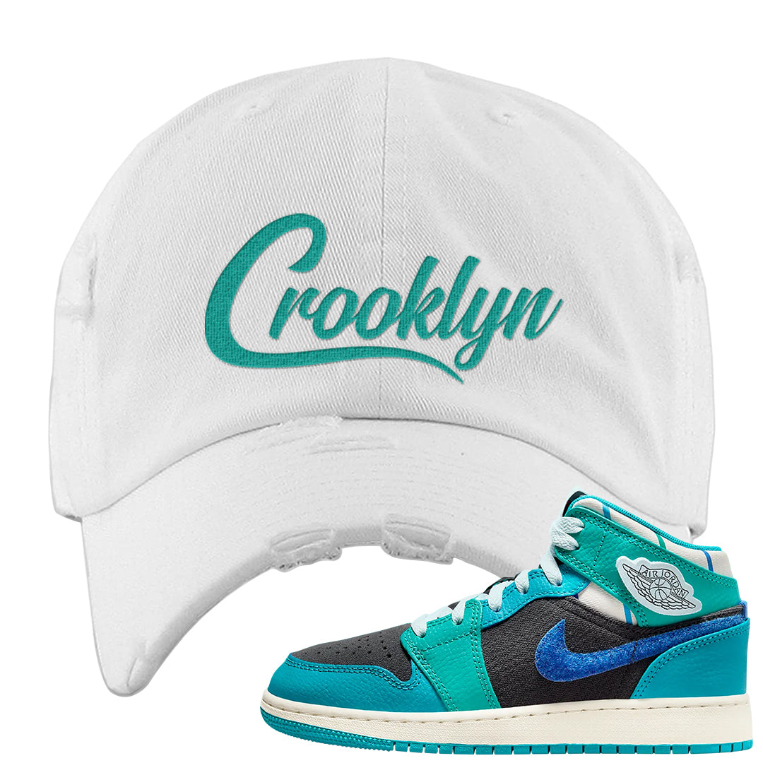 Inspired By The Greatest Mid 1s Distressed Dad Hat | Crooklyn, White