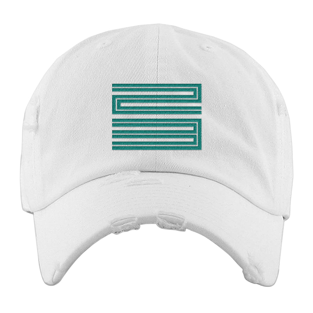 Inspired By The Greatest Mid 1s Distressed Dad Hat | Double Line 23, White