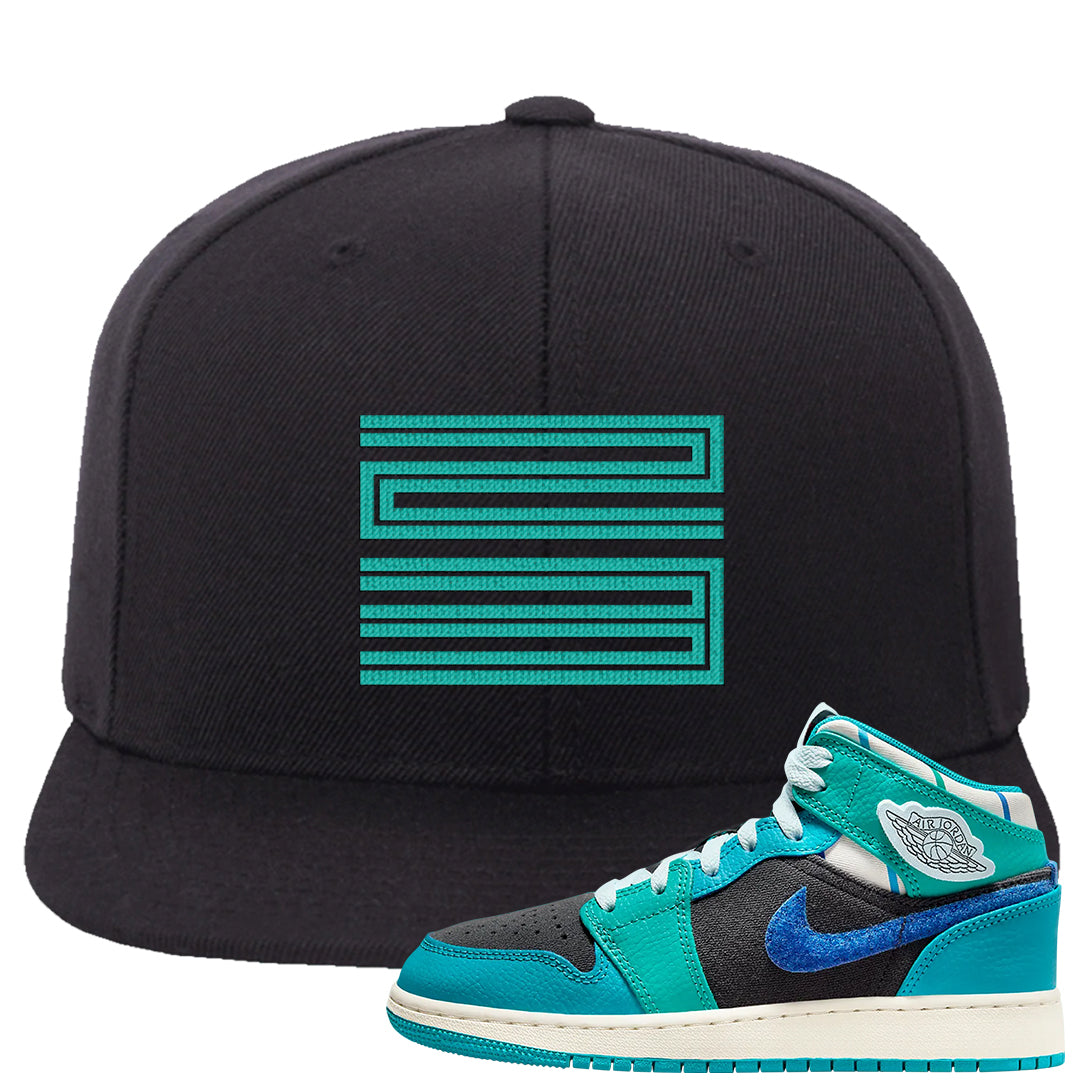 Inspired By The Greatest Mid 1s Snapback Hat | Double Line 23, Black