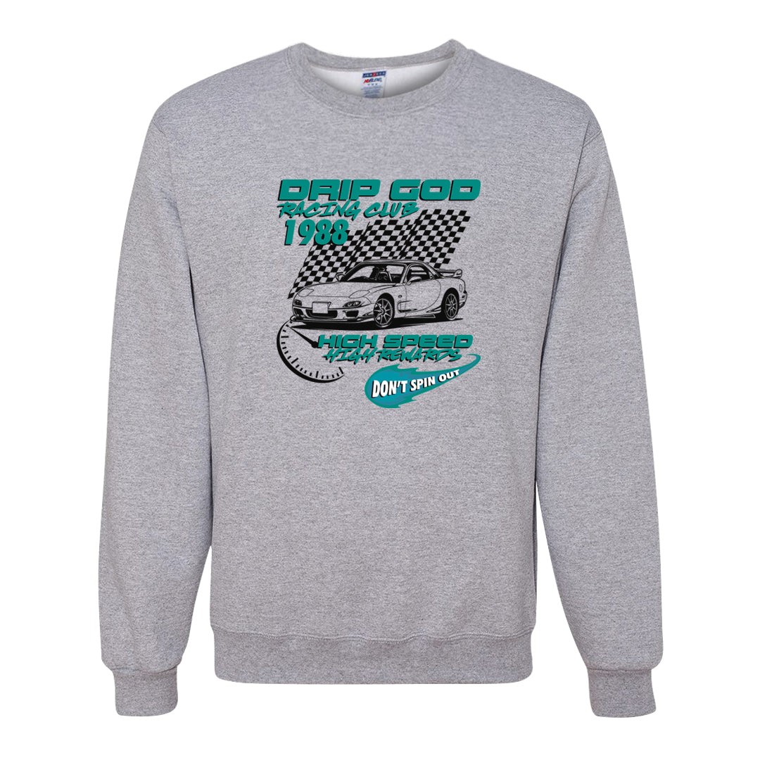 Inspired By The Greatest Mid 1s Crewneck Sweatshirt | Drip God Racing Club, Ash