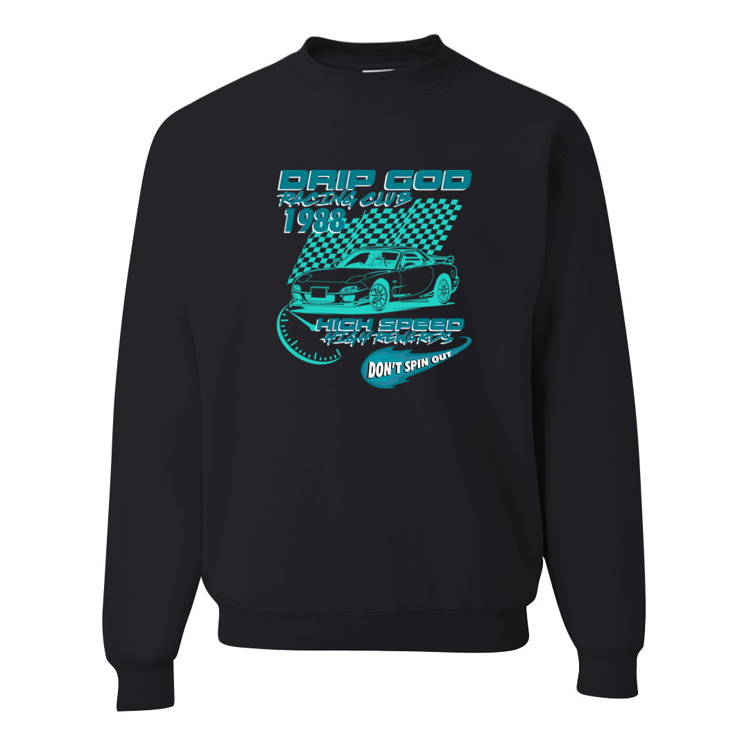 Inspired By The Greatest Mid 1s Crewneck Sweatshirt | Drip God Racing Club, Black