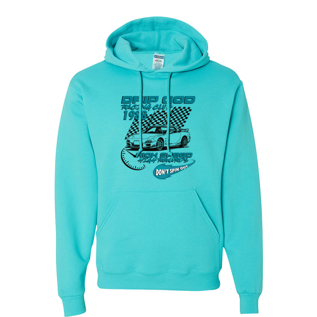 Inspired By The Greatest Mid 1s Hoodie | Drip God Racing Club, Scuba Blue