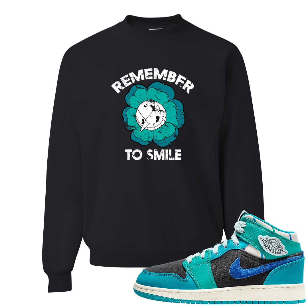 Inspired By The Greatest Mid 1s Crewneck Sweatshirt | Remember To Smile, Black