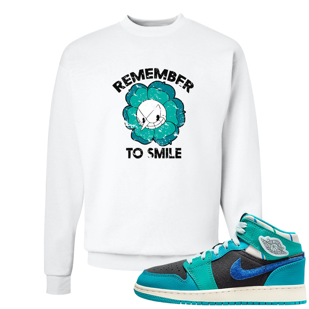 Inspired By The Greatest Mid 1s Crewneck Sweatshirt | Remember To Smile, White