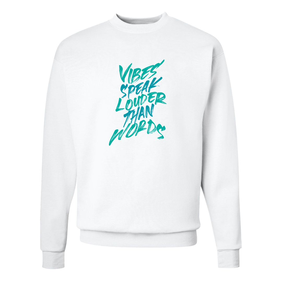 Inspired By The Greatest Mid 1s Crewneck Sweatshirt | Vibes Speak Louder Than Words, White