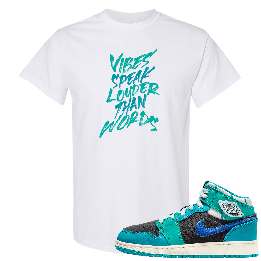 Inspired By The Greatest Mid 1s T Shirt | Vibes Speak Louder Than Words, White