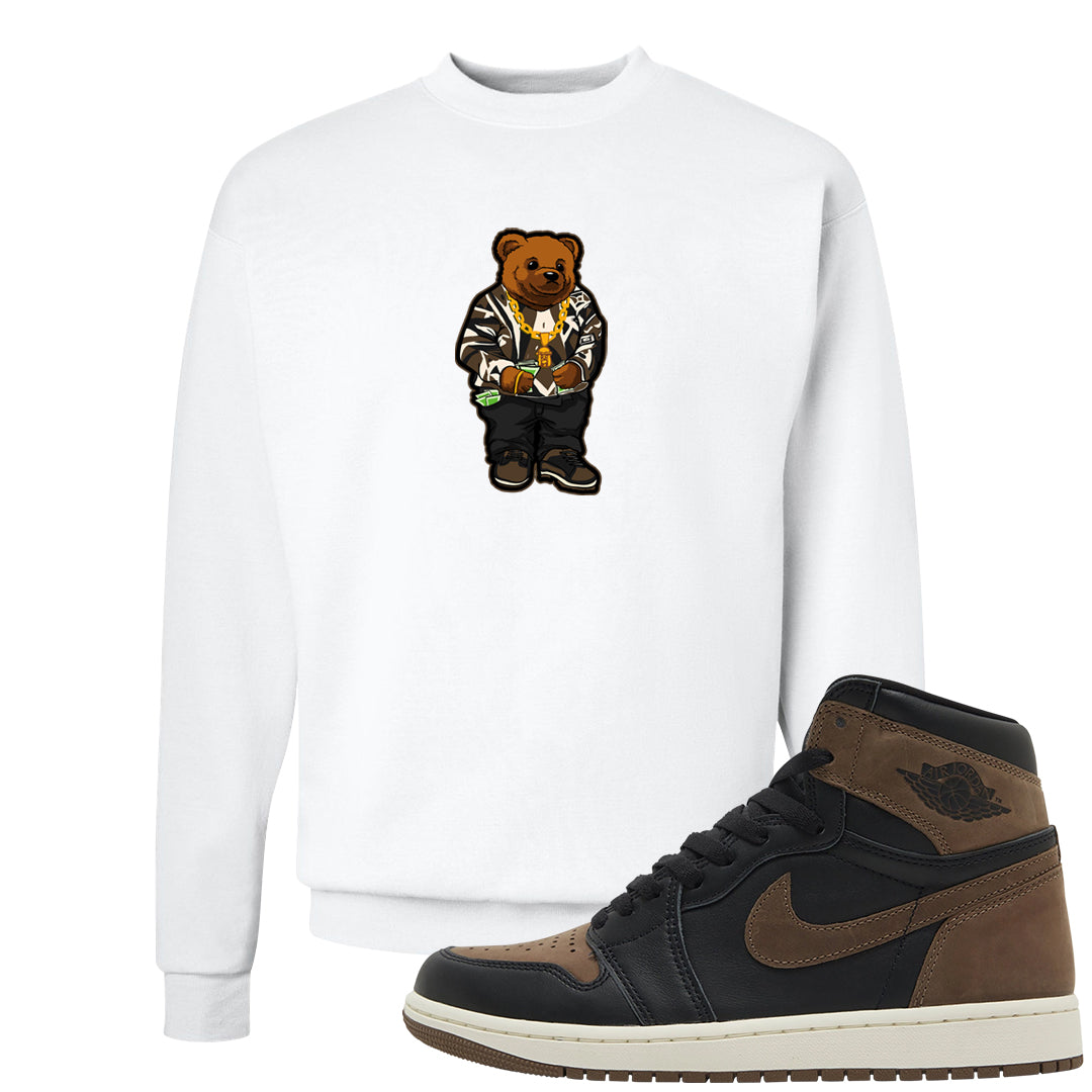 Dark Brown Retro High 1s Crewneck Sweatshirt | Sweater Bear, White