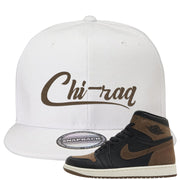 Dark Brown Retro High 1s Snapback Hat | Chiraq, White