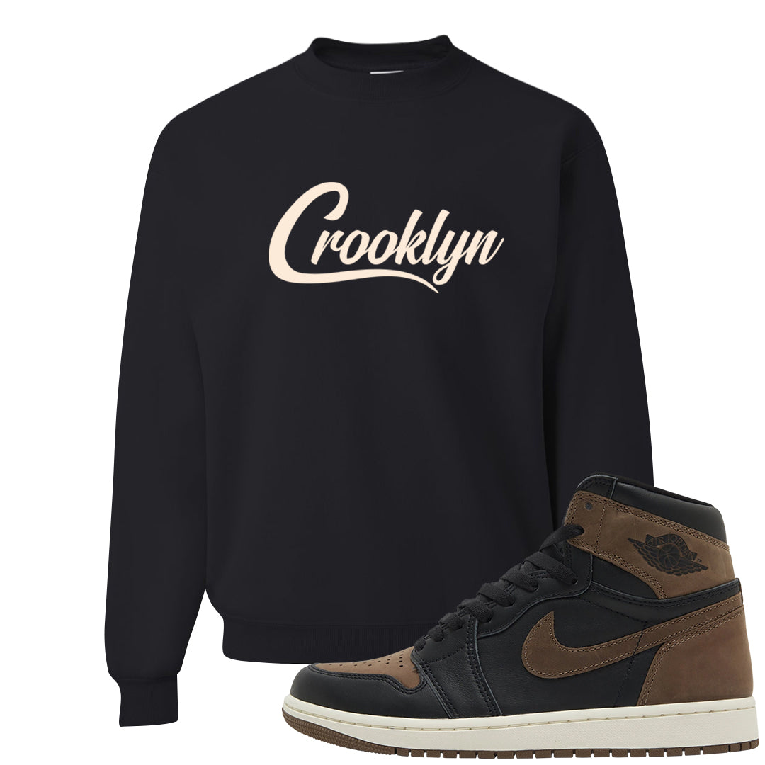 Dark Brown Retro High 1s Crewneck Sweatshirt | Crooklyn, Black