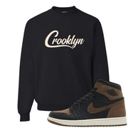 Dark Brown Retro High 1s Crewneck Sweatshirt | Crooklyn, Black