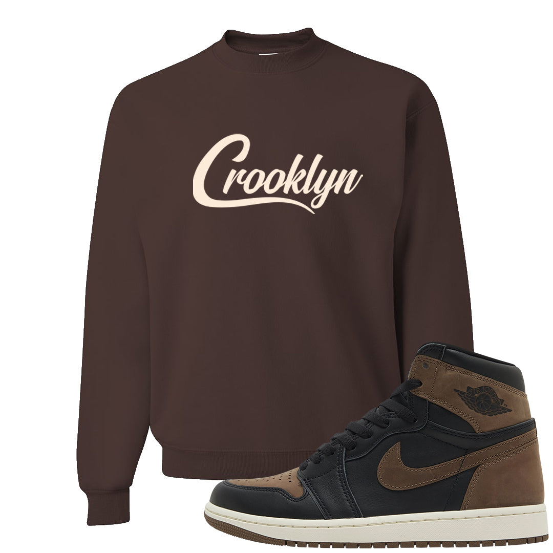 Dark Brown Retro High 1s Crewneck Sweatshirt | Crooklyn, Chocolate