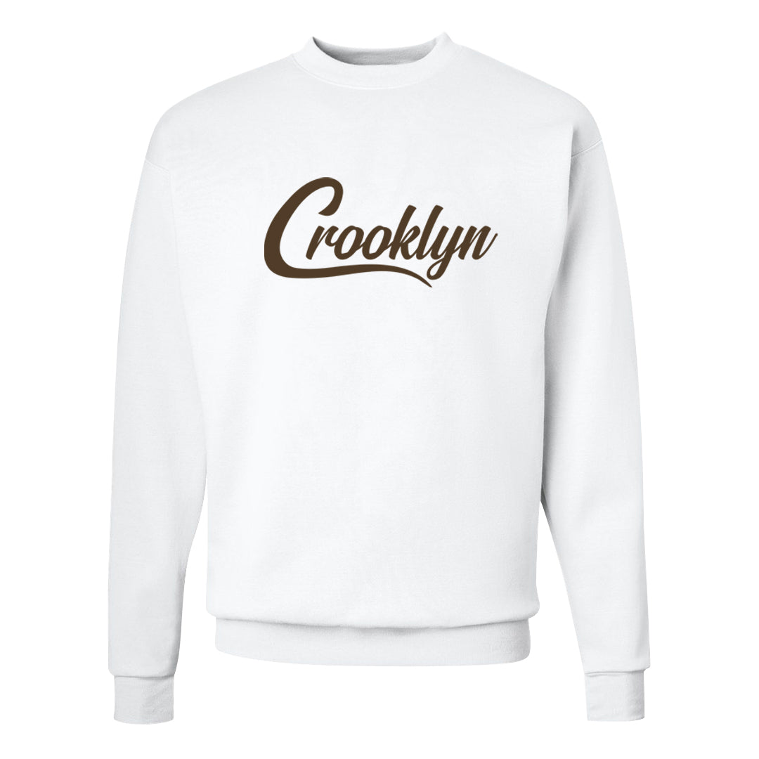 Dark Brown Retro High 1s Crewneck Sweatshirt | Crooklyn, White