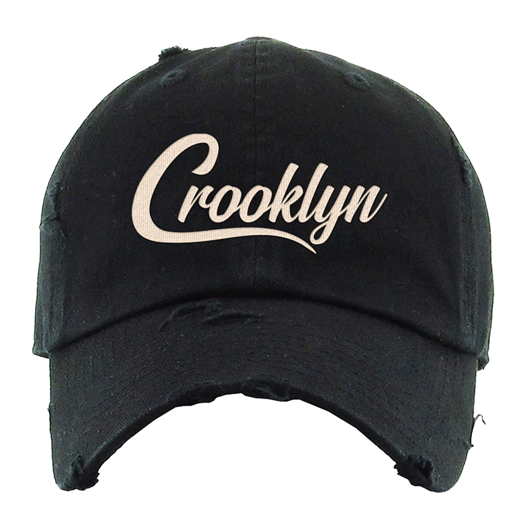 Dark Brown Retro High 1s Distressed Dad Hat | Crooklyn, Black