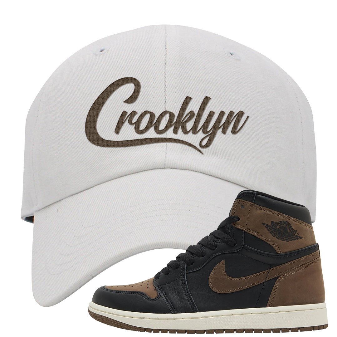 Dark Brown Retro High 1s Dad Hat | Crooklyn, White