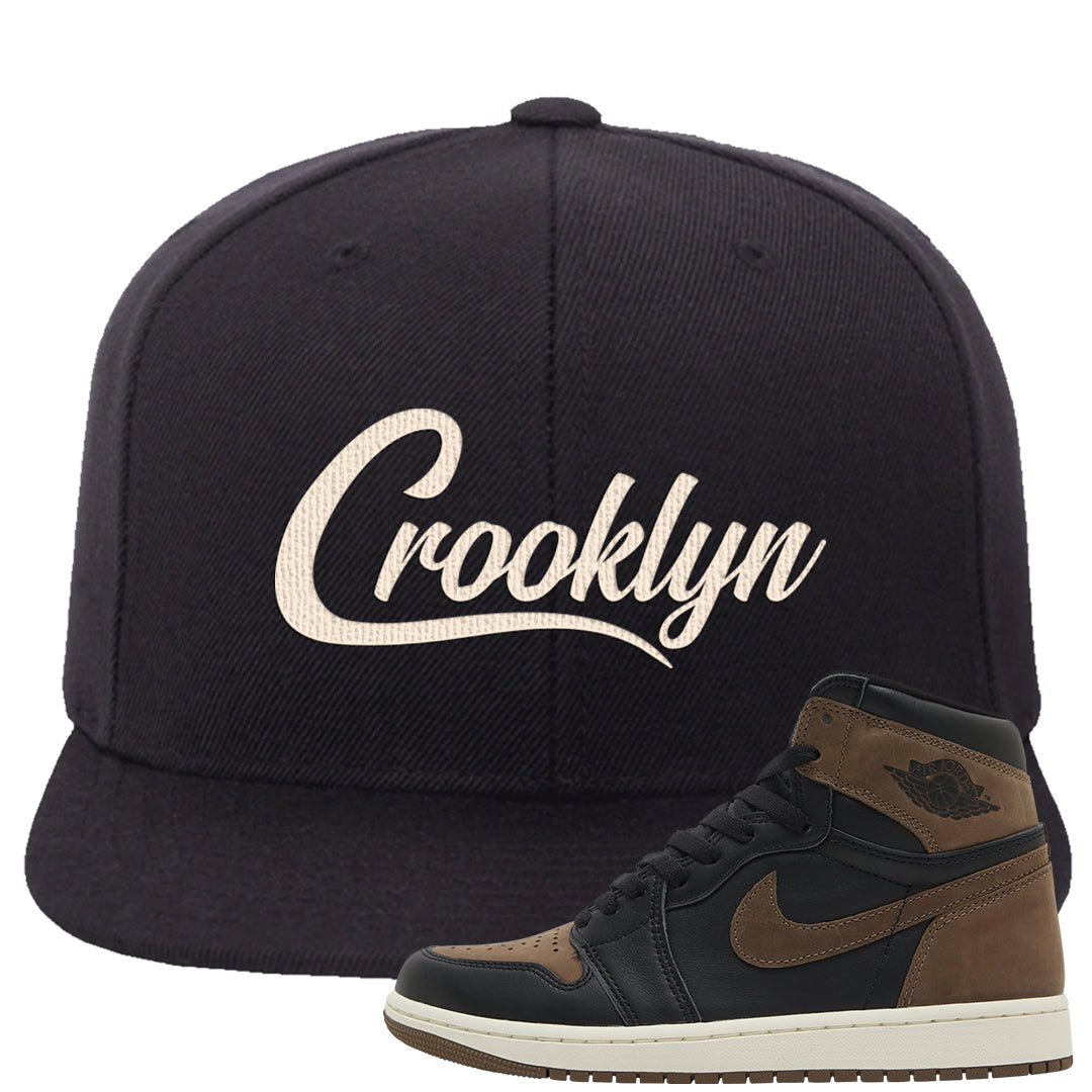 Dark Brown Retro High 1s Snapback Hat | Crooklyn, Black