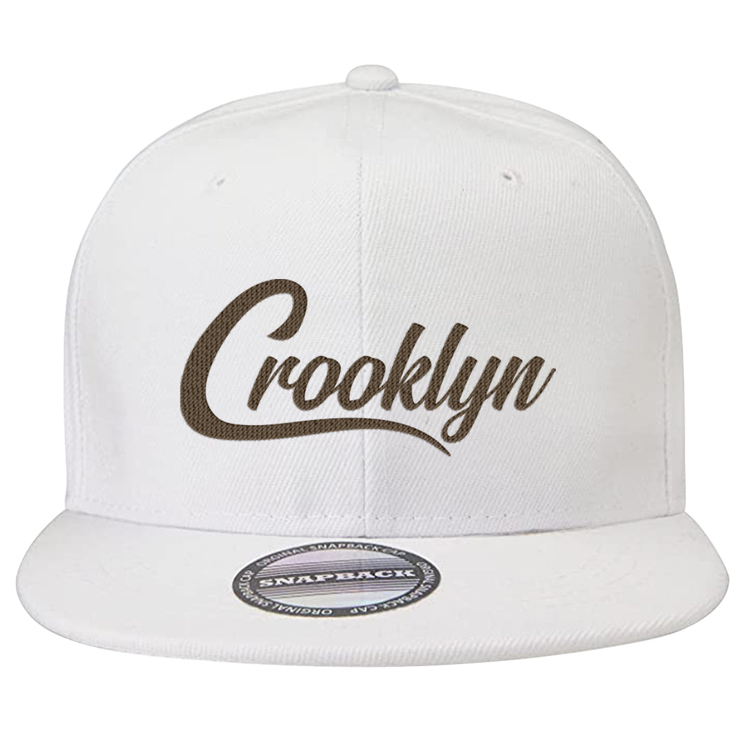 Dark Brown Retro High 1s Snapback Hat | Crooklyn, White