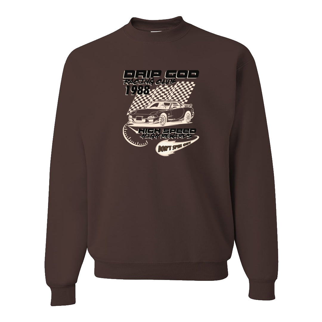 Dark Brown Retro High 1s Crewneck Sweatshirt | Drip God Racing Club, Chocolate
