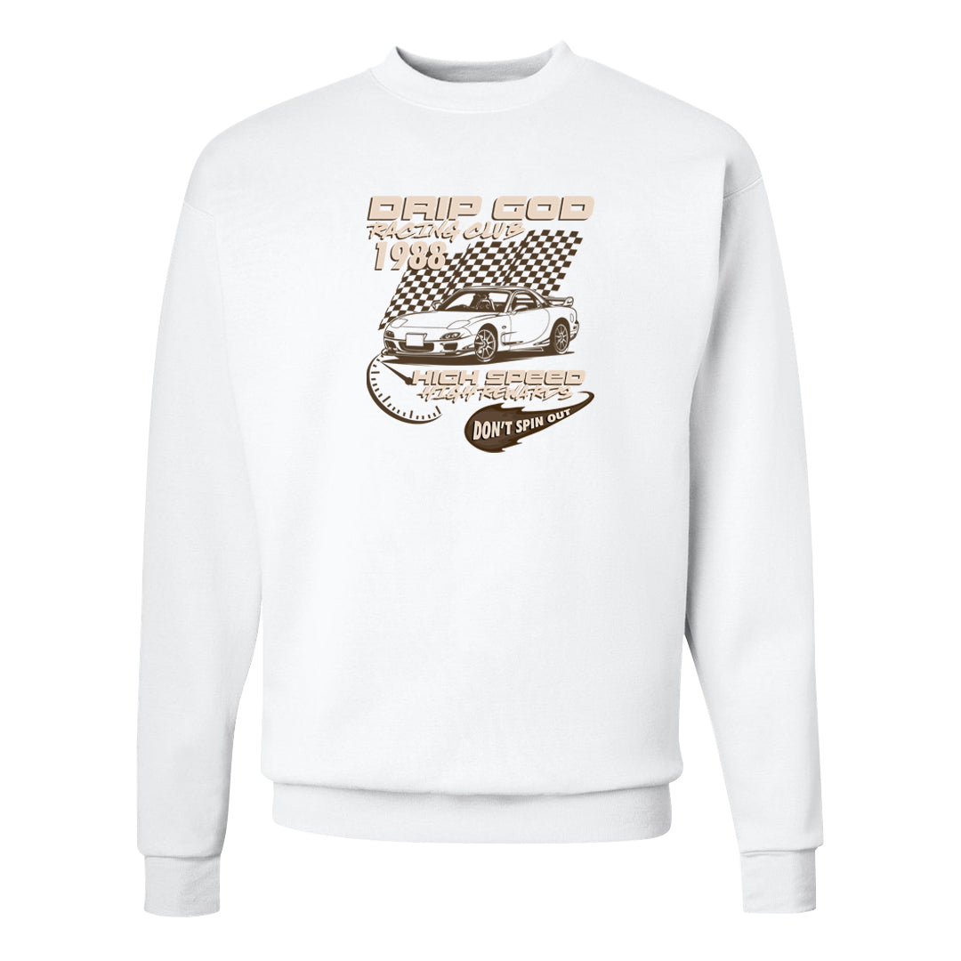 Dark Brown Retro High 1s Crewneck Sweatshirt | Drip God Racing Club, White