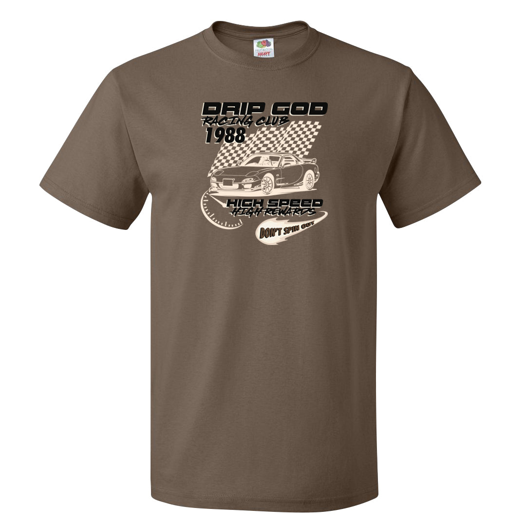 Dark Brown Retro High 1s T Shirt | Drip God Racing Club, Chocolate