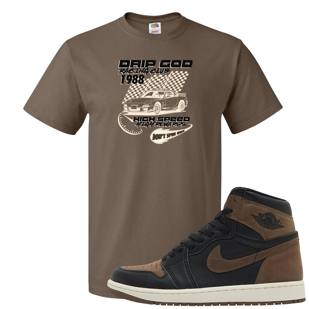 Dark Brown Retro High 1s T Shirt | Drip God Racing Club, Chocolate