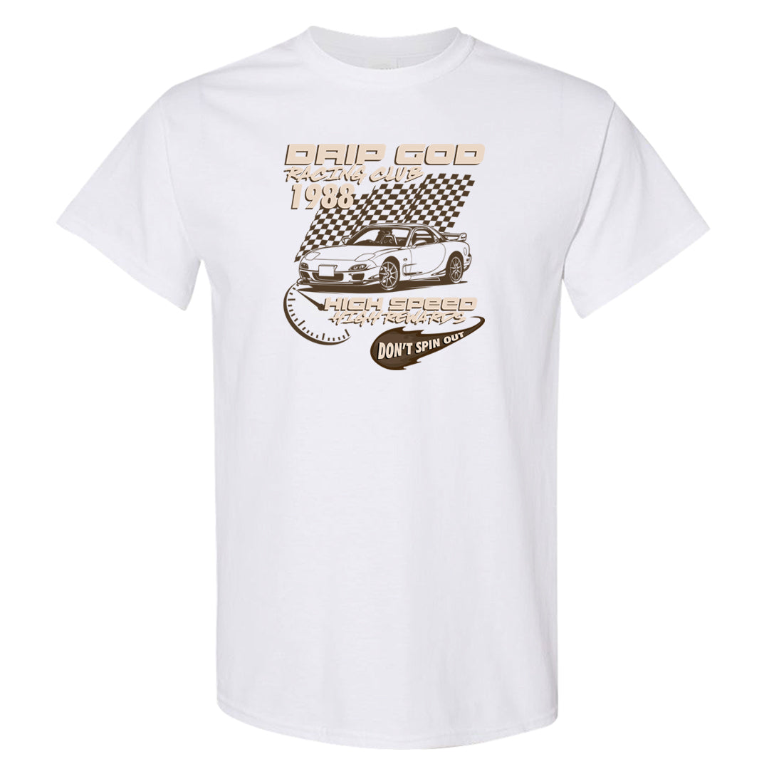 Dark Brown Retro High 1s T Shirt | Drip God Racing Club, White