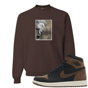 Dark Brown Retro High 1s Crewneck Sweatshirt | Miguel, Chocolate