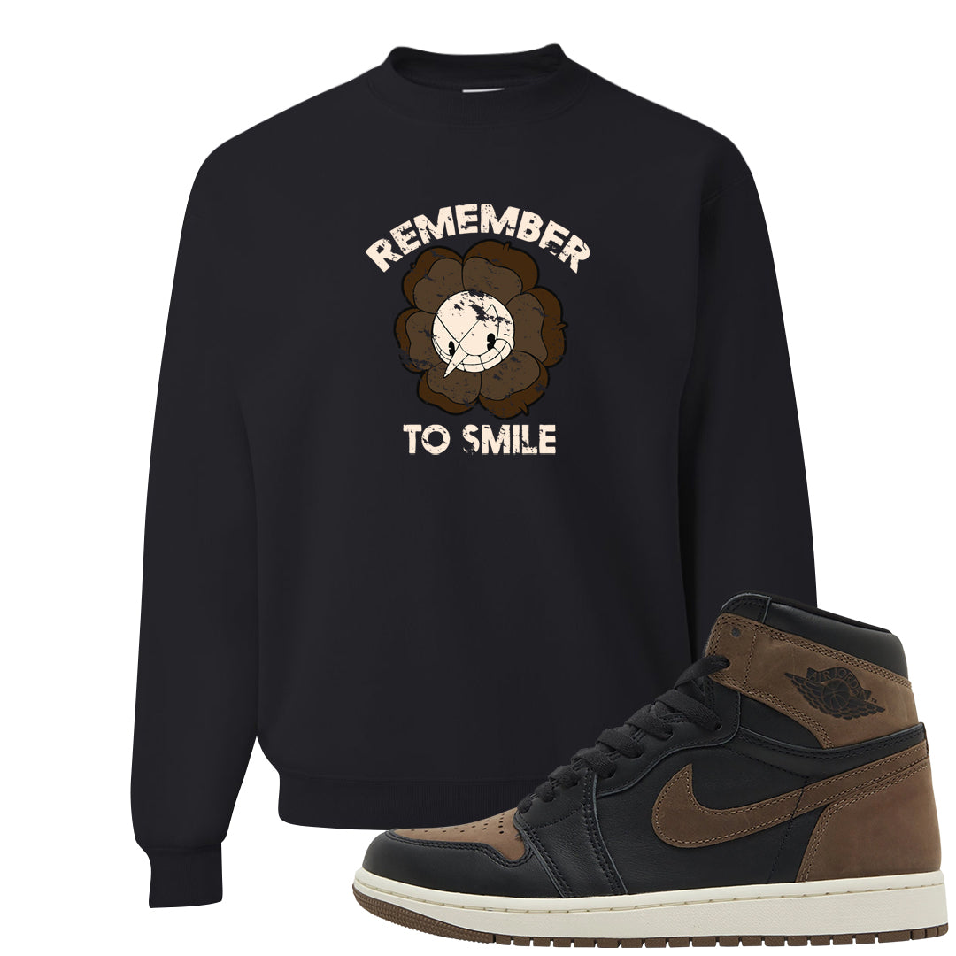 Dark Brown Retro High 1s Crewneck Sweatshirt | Remember To Smile, Black
