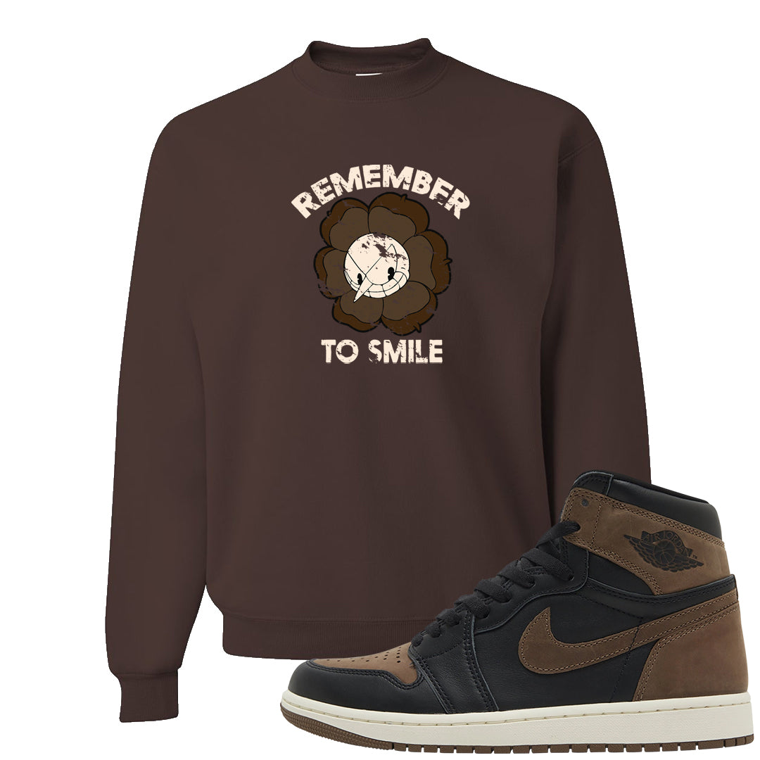 Dark Brown Retro High 1s Crewneck Sweatshirt | Remember To Smile, Chocolate