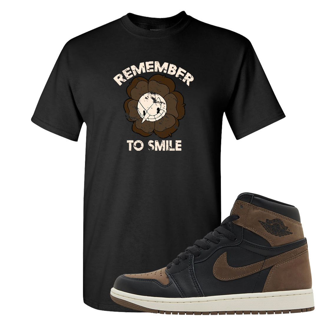 Dark Brown Retro High 1s T Shirt | Remember To Smile, Black