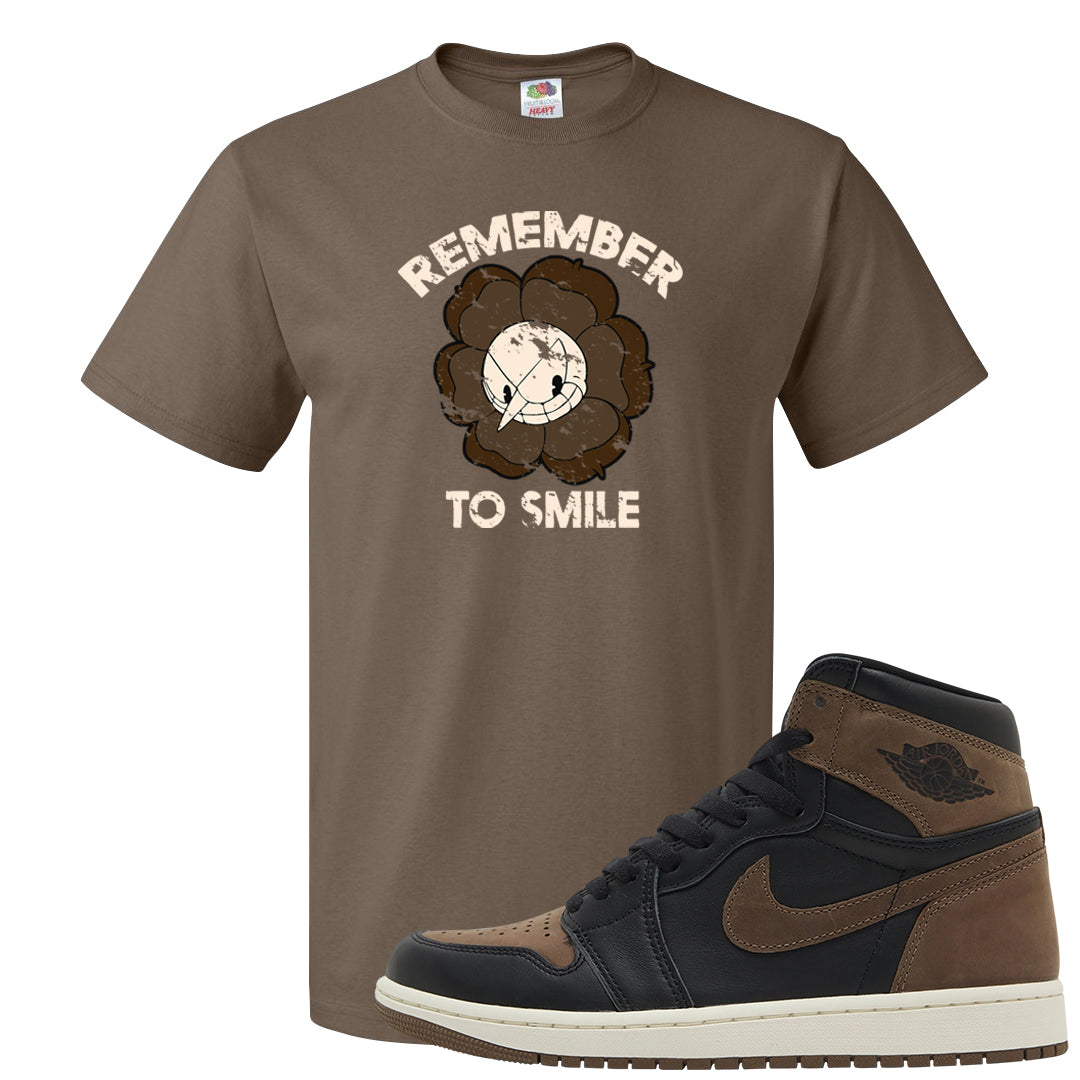 Dark Brown Retro High 1s T Shirt | Remember To Smile, Chocolate