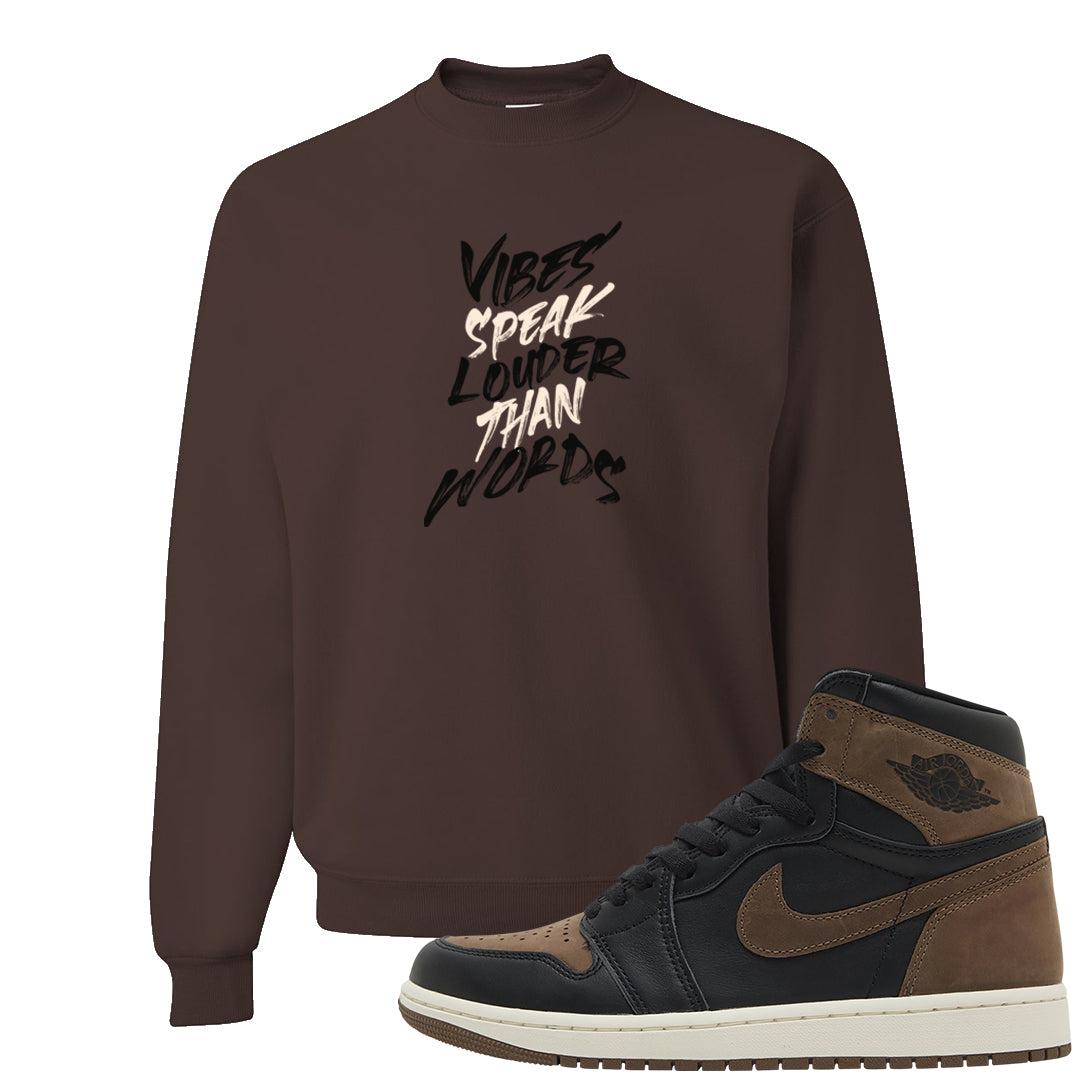 Dark Brown Retro High 1s Crewneck Sweatshirt | Vibes Speak Louder Than Words, Chocolate