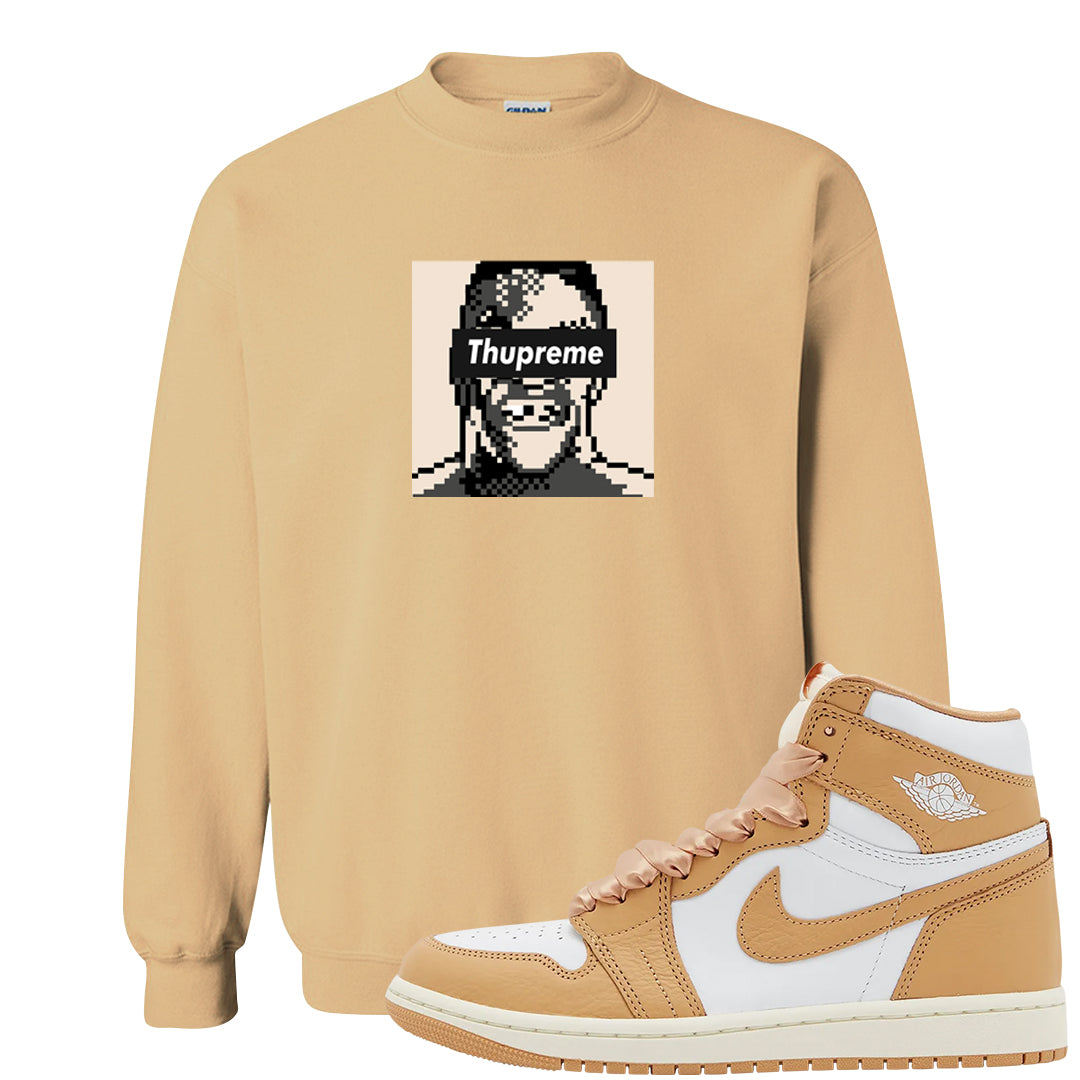 Retro High Praline 1s Crewneck Sweatshirt | Thupreme, Old Gold